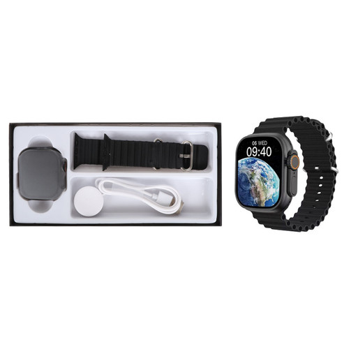 ساعت هوشمند KEQIWEAR مدل KW900 Ultra2 - مشکی با بند سبز فسفری- GRM ساعت طرح الترا