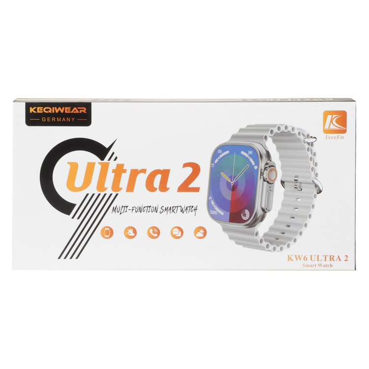 ساعت هوشمند KEQIWEAR مدل KW900 Ultra2 - مشکی با بند سبز فسفری- GRM ساعت طرح الترا