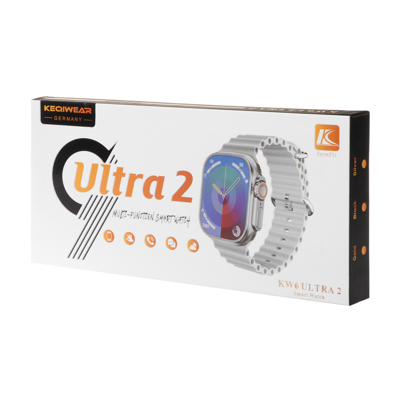 ساعت هوشمند KEQIWEAR مدل KW900 Ultra2 - مشکی  با بند سبز فسفری- GRM ساعت طرح الترا
