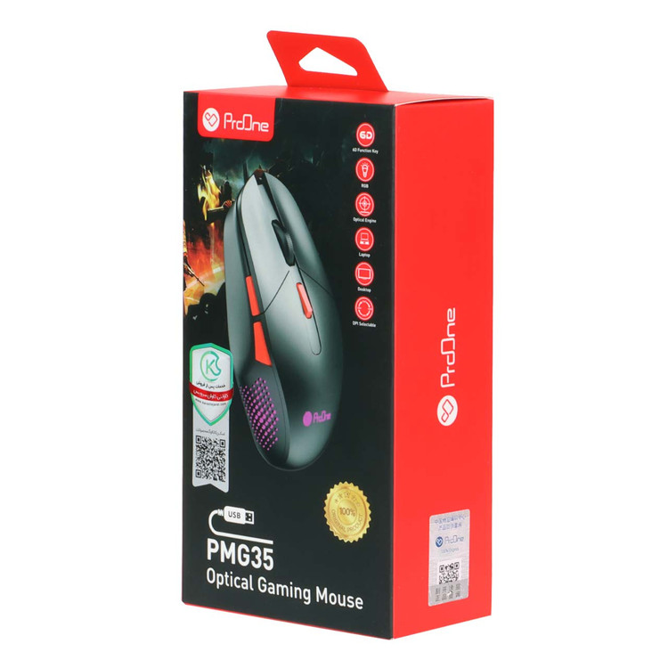 ماوس باسیم گیمینگ ProOne مدل PMG35 - مشکی