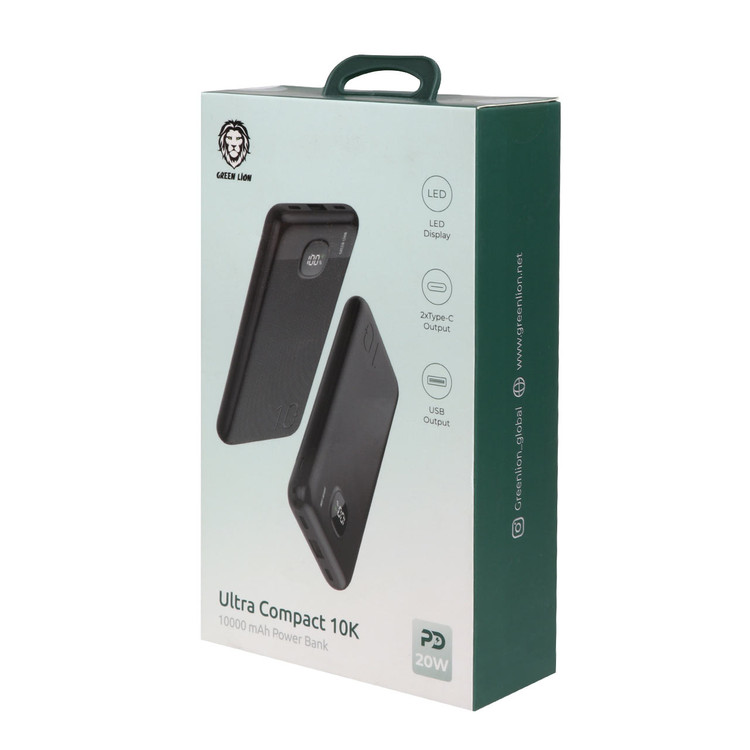 پاوربانک (PD و فست شارژ) Green Lion 20W 10000mAh مدل GNUCMPPBK10BK - مشکی (گارانتی شرکتی)