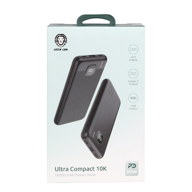 پاوربانک (PD و فست شارژ) Green Lion 20W 10000mAh مدل GNUCMPPBK10BK - مشکی (گارانتی شرکتی)